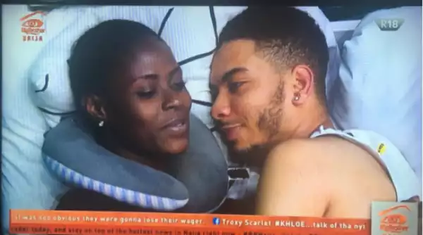 #BBNaija: See How K-Brule & Khole was Romancing on Bed (Photos)